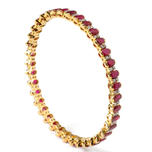 18K Gold bangle with rubies and diamonds