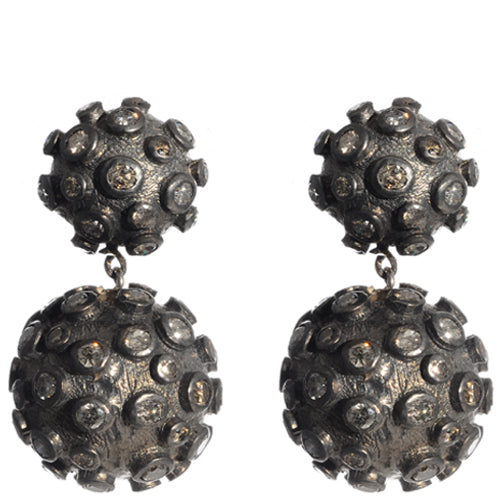 Oxidized sterling silver earring