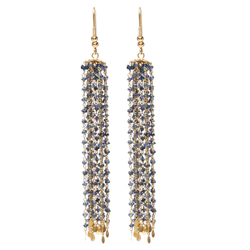 18k Gold Blue Sapphire Multi-Strand Earrings