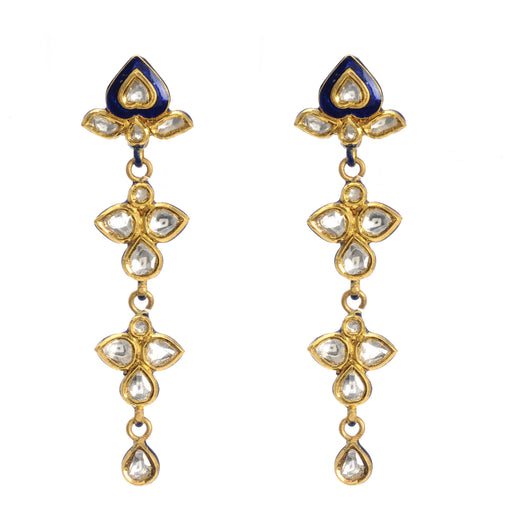 22k Gold Uncut Diamond Blue Qaifa Earrings