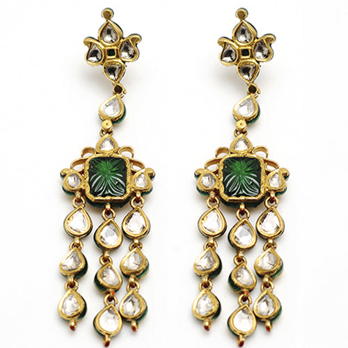 22k gold earrings with uncut diamonds