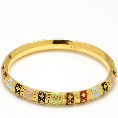 22k gold bangle with colored enamel designs and embellishments