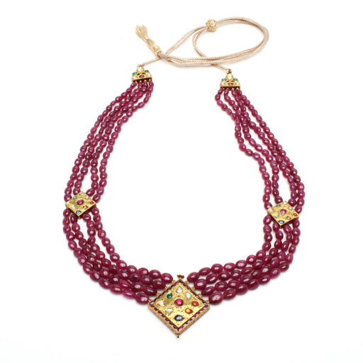 22k Gold Ruby and Multi Gemstone Aiza Necklace