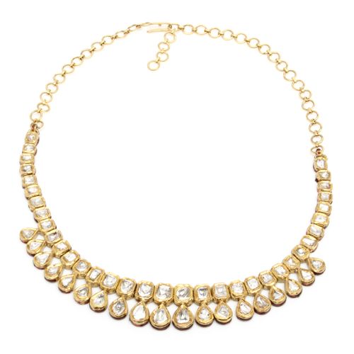 22k Gold and Uncut Diamond Salima necklace